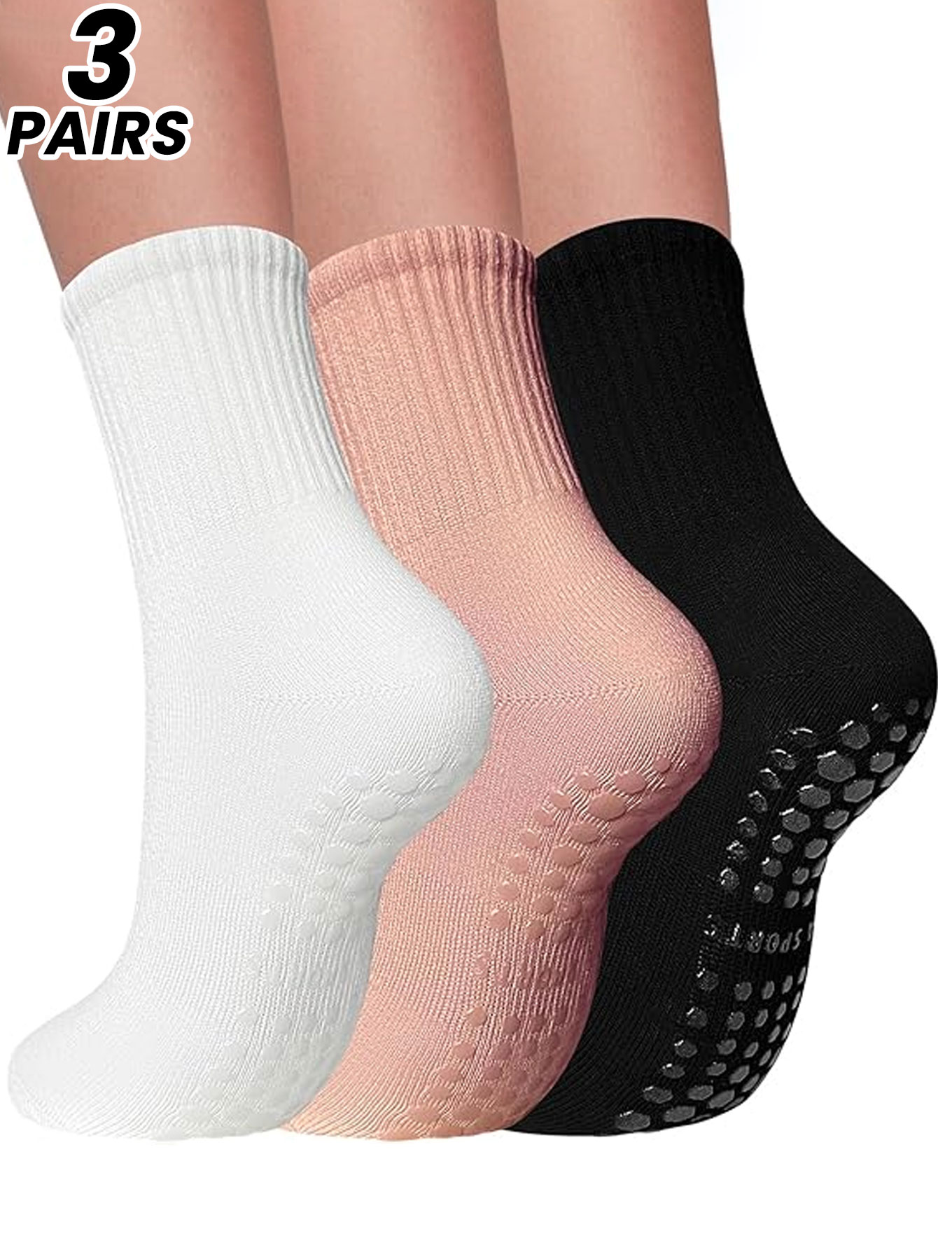 Grip Sock Yoga - Kadınlar için 3 çift profesyonel yoga